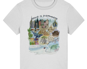 Home Is Everywhere Women’s Organic Cotton T-Shirt | Expat Gift