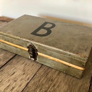 Vintage Industrial Box With Capitol B Letter B Wooden Box With Vintage Hardware Stage Prop Movie Prop