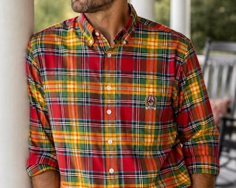 Vintage 2001 Cinch Miller Style Madras Kariertes Button Down Shirt Herren Groß Made in Mexico