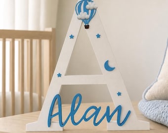 Letrero personalizado para la habitación del bebé niño, decoración personalizada con el nombre del recién nacido, letra independiente para estante, regalo para baby shower de niño, letrero para la habitación infantil.