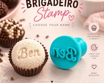 Personalized Dessert Stamp with Name, Custom Fondant Embosser for Brigadeiro and Candy