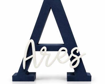 Custom Name Sign, Initial Letter Nursery Decor, Freestanding Baby Name Art