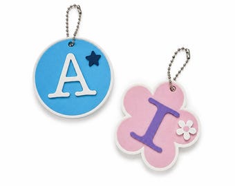 Personalized Initial Keychain, 3D Printed Name Tag for Backpack, Custom Letter Bag Charm for Kids, Party Favor, Back to School Gift