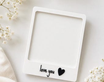 Personalized Polaroid Photo Frame | Custom 3D Printed Picture Frame | Hello World | Love You | Wall Decor