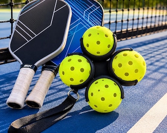 Pickleball Ball Holder for Bag, Holds 4 Balls, Lightweight Clip On Pickleball Accessory, Gift for Pickleball Player, Team Gift Idea