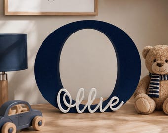 Baby Shower Gift Personalized Name Sign, Monogram Initial Nursery Art, Custom Keepsake for Newborn, Hospital Photo Prop Name Decor