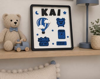 Custom Baby Birth Stat Sign | Personalized Nursery Keepsake | Baby Name Plaque | Newborn Birth Details | Baby Shower Gift