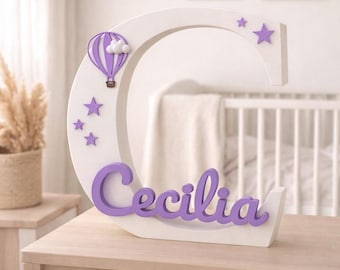 Personalized 3D Printed Name Sign, Custom Nursery Wall Decor for Baby Girl, Modern Layered Name Art, Unique Baby Gift Made in USA