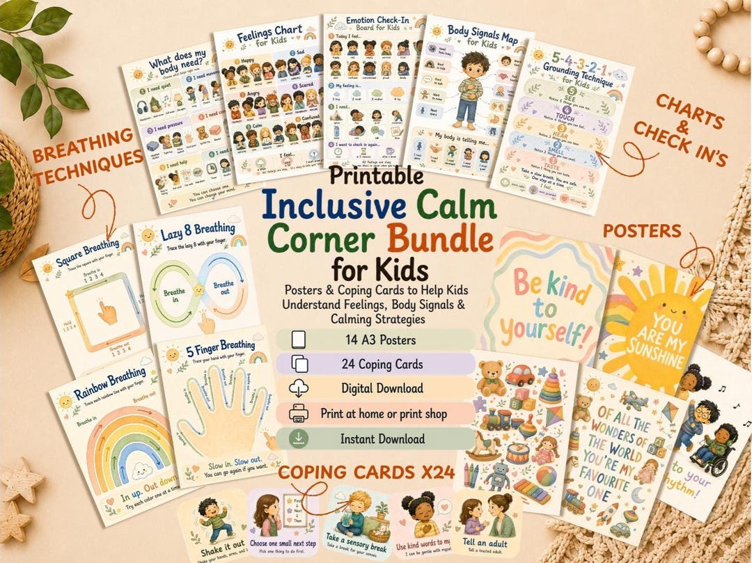 Inclusive Calm Corner Bundle for Kids Printable|emotional Regulation ...