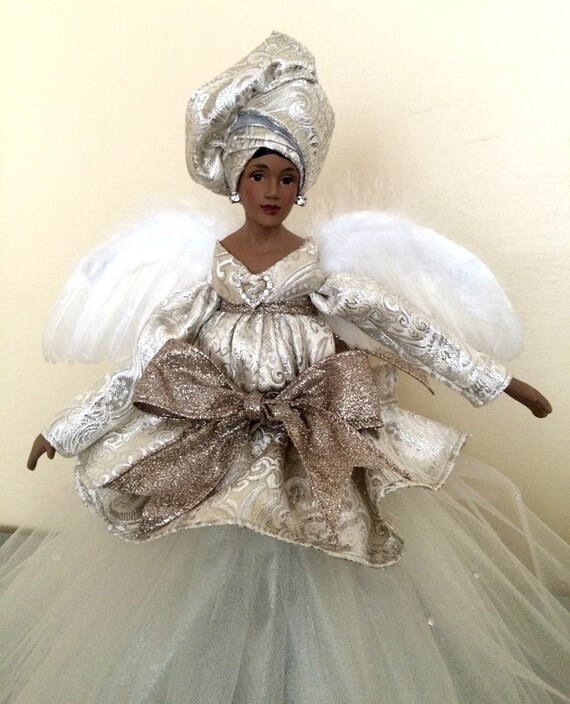 Silver Christmas Angel African American Tree Topper Holiday  Etsy