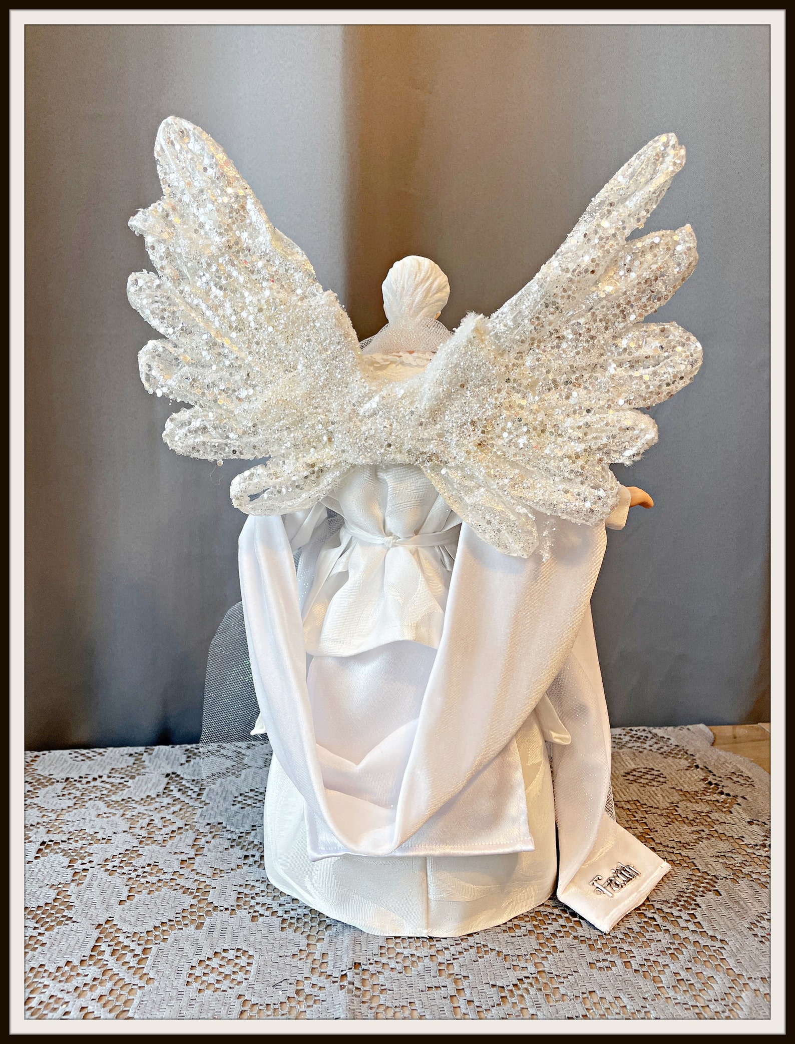 Male Angel Tree Topper Winter Blessings All White Christmas Etsy