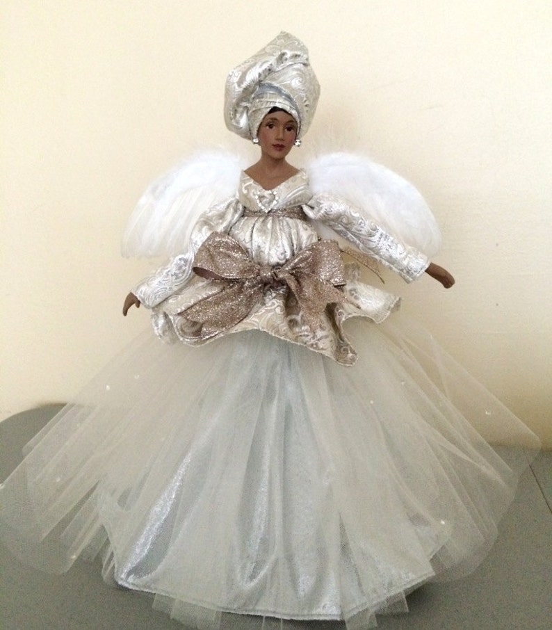 Silver Christmas Angel African American Tree Topper Holiday Etsy