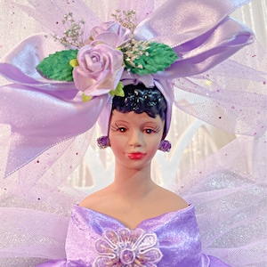 Christmas Angel Tree Topper African American Angel in Lavender Purple Holiday Angel Tree Top Handmade Lilac OOAK Black Holiday Angel image 7