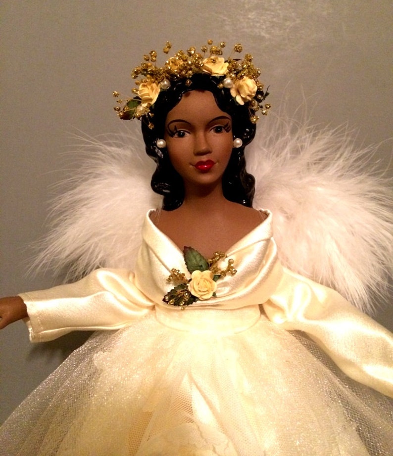 African American Angel Christmas Tree Topper Handcrafte Black Etsy