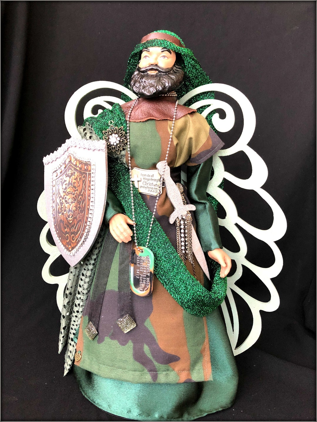 Male Angel Tree Topper 20 Inch Warrior Angel Black Male Etsy