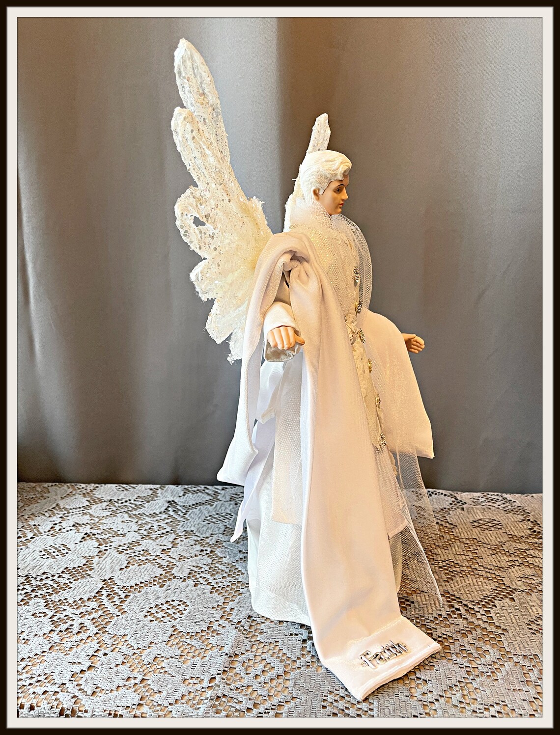 Male Angel Tree Topper Winter Blessings All White Christmas Etsy