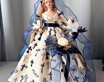 Art Doll Inspirational Art "At The Cross" Handcrafted One of a Kind Religious Home Decor