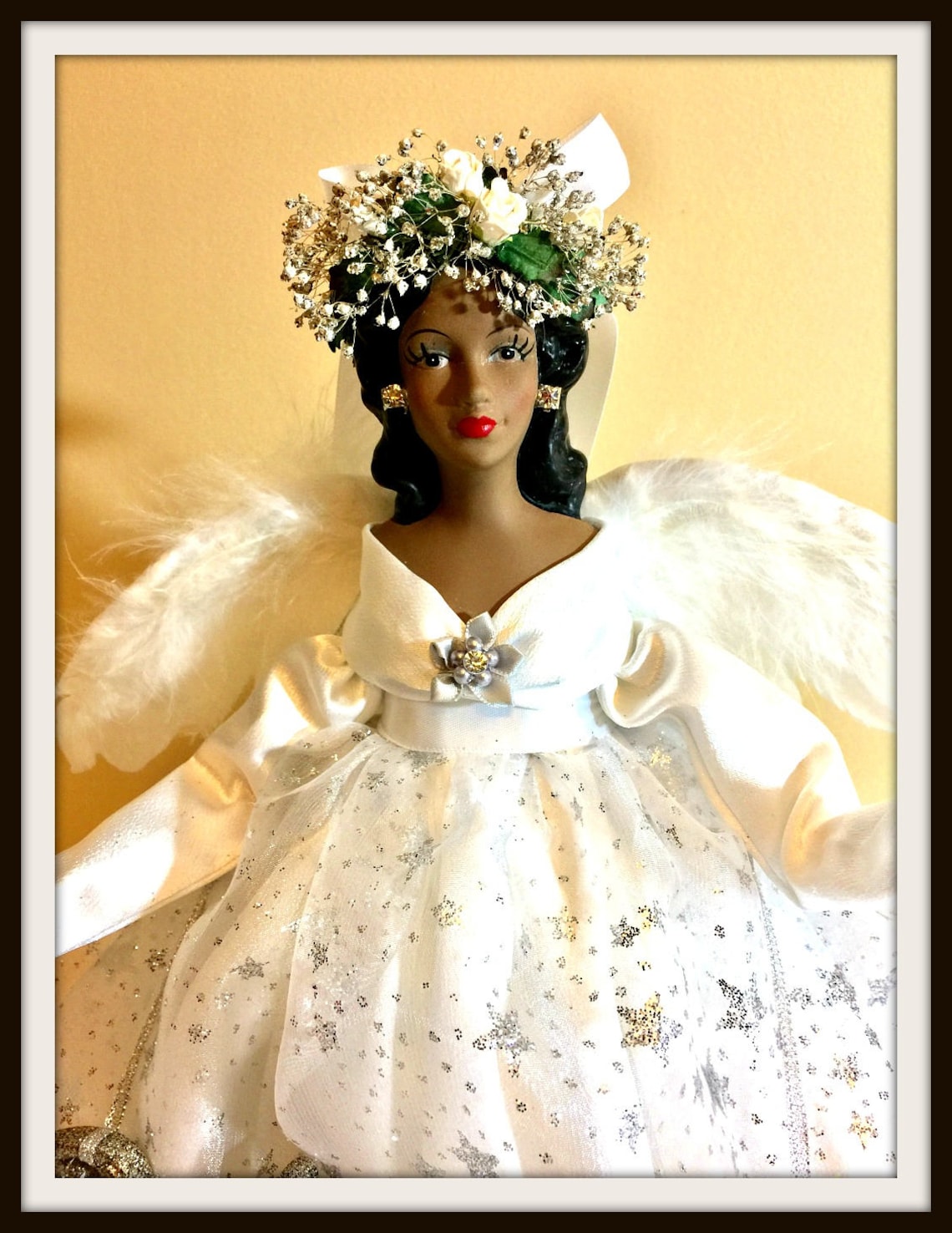 Black Angel Tree Topper African American Christmas Angel Etsy