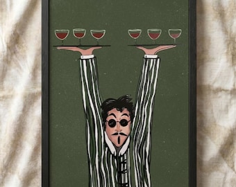Póster de camarero para cócteles / Lámina de bar de estilo moderno de mediados de siglo / Arte minimalista retro para bebidas