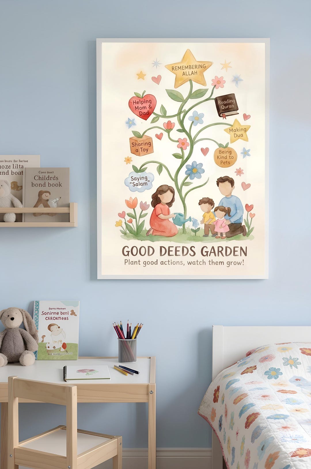 Islamic Kids Wall Art Printable – Good Deeds Garden | Muslim Nursery ...