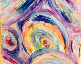 Colorful Abstract Wall Art Print, Modern Rainbow Painting (Digital Download)