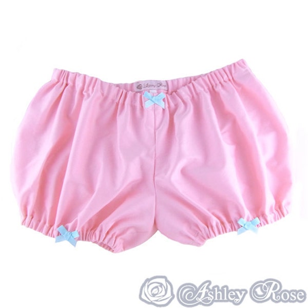 Lolita Bloomers pink with bows sateen fabric shorts cotton underwear lingerie drawers pajamas nightwear sleepwear cute