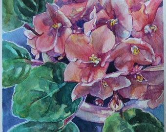 Watercolour painting - violets