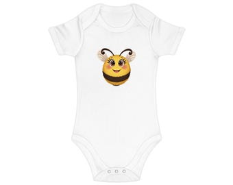 Smiling Bee Illustration Baby Bodysuit | Cute Bumblebee Infant Onesie