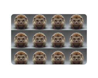 Row of Cute Hedgehogs Pet Food Mat | 12x18
