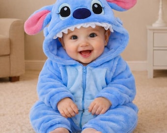 Baby Alien Monster Costume – Blue Plush Hooded Jumpsuit, Cartoon Character Style