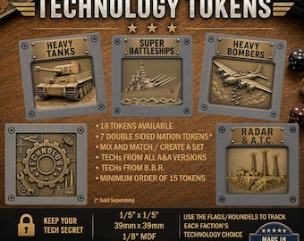 Axis & Allies Technology Tokens | 1.5" (39mm) | Mix and Match | Made in USA | 15 Token Minimum