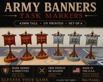Premium Army Banners Task Markers for Fantasy Gaming | UV Printed Tabletop Wargaming Accessory (Set of 6)