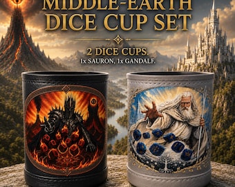 Lord of the Rings Inspired Dice Cup Set (2) | Wizard & Dark Lord Fantasy Dice Cups | War of the Ring Gaming Accessory