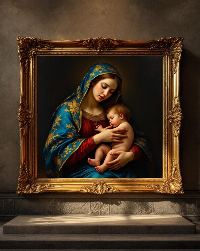 Madonna and Child Renaissance Art Print | Virgin Mary, Baby Jesus ...