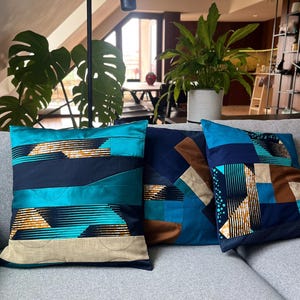 Sustainable Handmade South African Cushion Covers Colourful Patchwork 45x45 18" Eco-friendly Pillow Cases