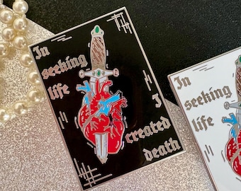 Frankenstein Inspired Dagger and Heart Enamel Pin