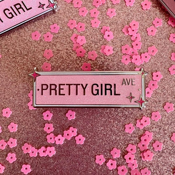 Sabrina Carpenter “Pretty Girl Avenue” Street Sign Glitter Enamel Pin