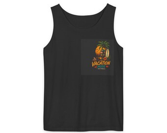 Koszulka bez rękawów Vacation Mode | Letnia koszula Beach Vibes | Luźny krój Tropical Holiday