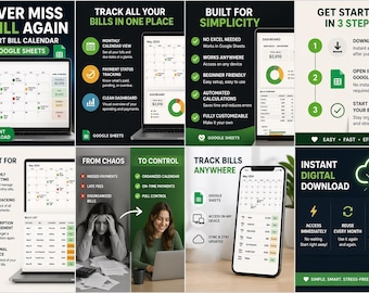 Smart Bill Calendar Google Sheets | Monthly Budget Planner (Digital Download)
