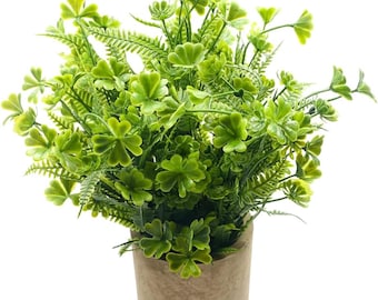 Planta artificial de trébol de cuatro hojas / Pequeña decoración artificial para escritorio