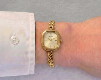 Silver Rectangular Watch White Dial Black Leather Strap Quartz