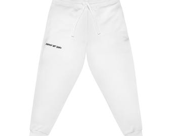 Minimal Script Logo Athletic Joggingbyxor | Vita heltäckande tryck