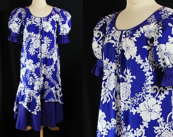 80s 90s Hawaiian Dress, Mu Mu, Tiki Party, Made in Hawaii, Muu Muu Apparel, Size Medium