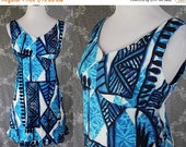 ON SALE Hawaiian Dress, Ululani, Short, Tiki, Luau, Barkcloth, Destination Wedding, Resortwear, Beach, Mini