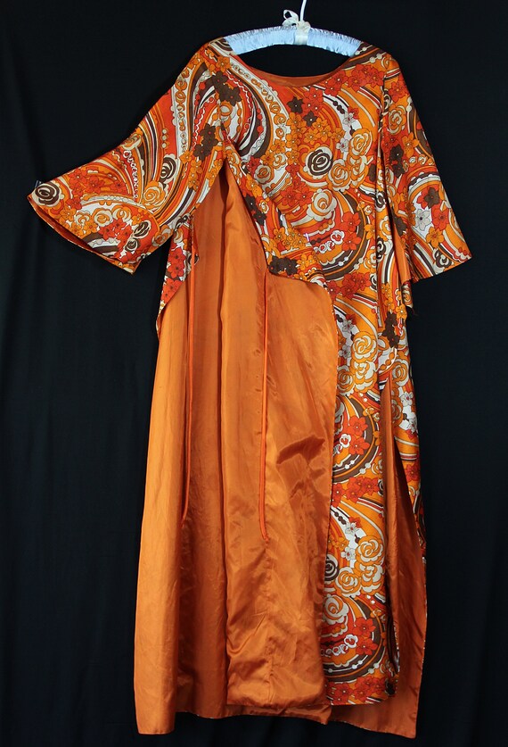 1960s 70s Caftan, Mod, Psychedelic, Wrap Dress, H… - image 4