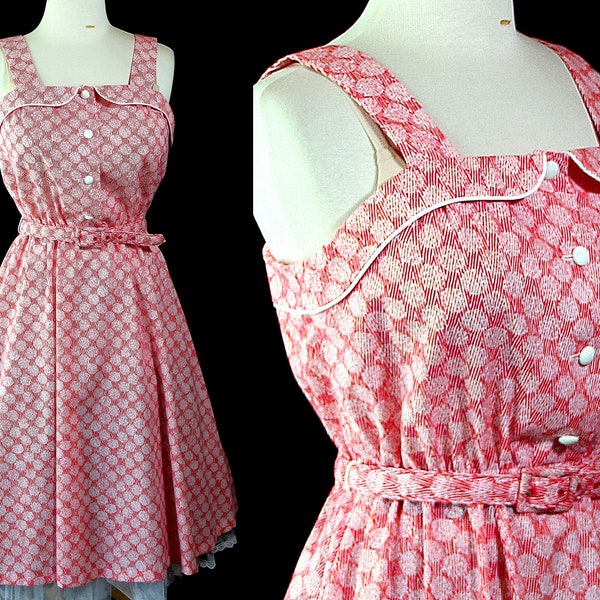 80s Does 50s Sundress, Polka Dot, Red White, Skater, Circle, Lady Hardin