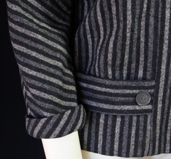 50s Wool Jacket, Striped, Black Grey, Mayfair, Mi… - image 2