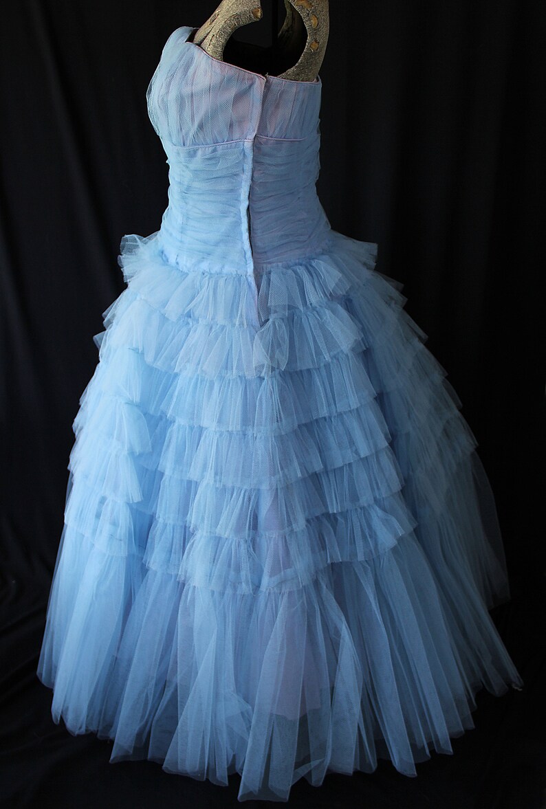 50s Cupcake Dress Blue Tulle Vintage Prom Wedding Party | Etsy