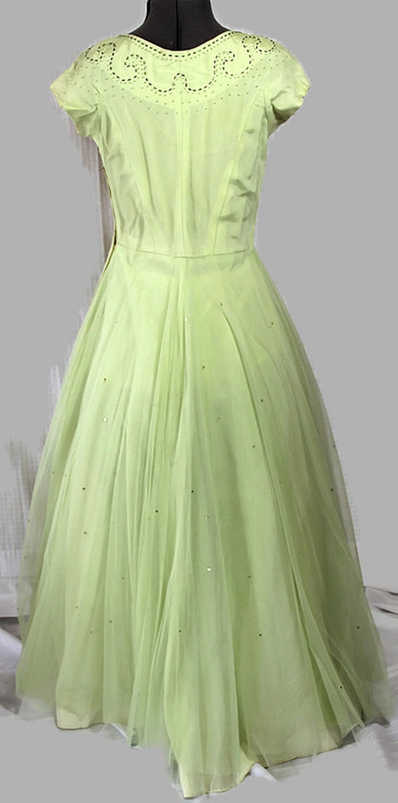 1950s Prom Dress, Party, Evening Gown, Pale Green… - image 3