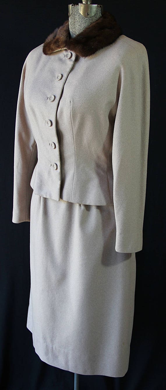 50s Suit, Einiger Youthcraft, Mink Collar, Wool S… - image 2